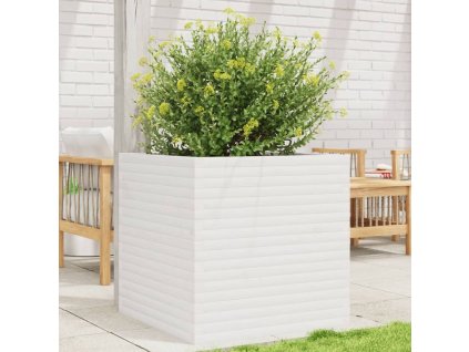 vidaXL Zahradní truhlík bílý 70 x 70 x 68,5 cm masivní borové dřevo