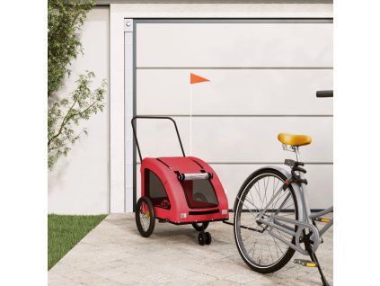 vidaXL Vozík za kolo pro psa červený oxfordská tkanina a železo