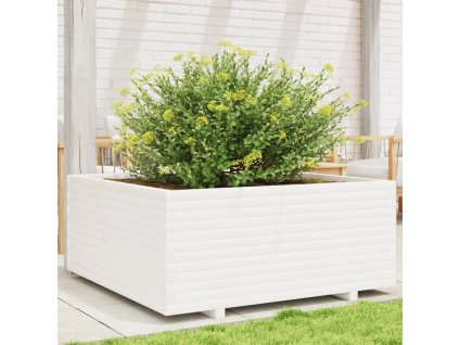 vidaXL Zahradní truhlík bílý 110 x 110 x 49,5 cm masivní borovice