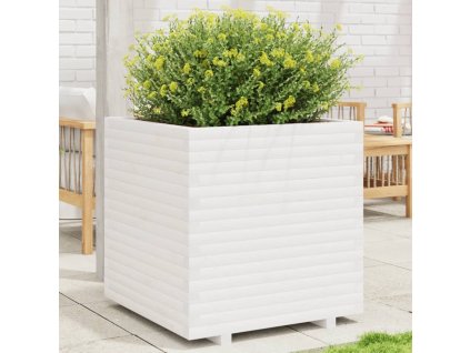 vidaXL Zahradní truhlík bílý 70 x 70 x 72,5 cm masivní borové dřevo