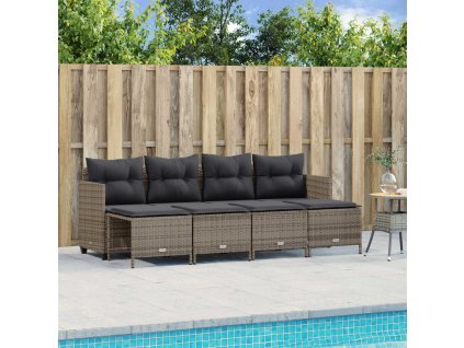 vidaXL 5dílná zahradní sedací souprava s poduškami šedá polyratan