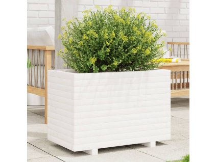 vidaXL Zahradní truhlík bílý 70 x 40 x 49,5 cm masivní borové dřevo