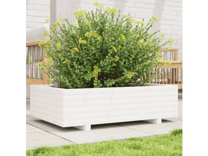 vidaXL Zahradní truhlík bílý 90 x 60 x 26,5 cm masivní borovice