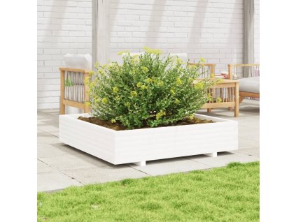 vidaXL Zahradní truhlík bílý 110 x 110 x 26,5 cm masivní borovice