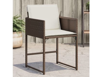 vidaXL Zahradní židle s poduškami 4 ks hnědé polyratan