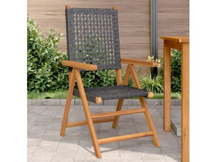vidaXL Zahradní židle 2 ks černé masivní akáciové dřevo a polyratan