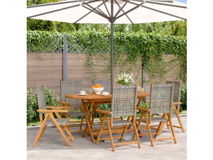 vidaXL Polohovací zahradní židle 6 ks šedé polyratan a masivní dřevo