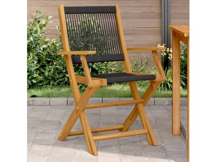 vidaXL Zahradní židle 2 ks černé masivní akáciové dřevo a polypropylen