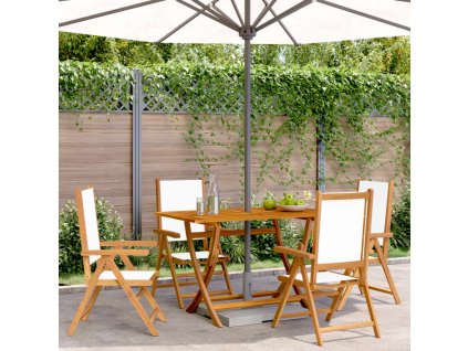 vidaXL Polohovací zahradní židle 4 ks krémově bílé textil a masiv