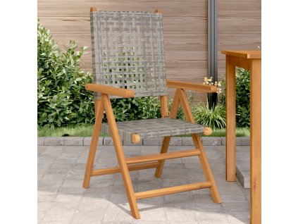 vidaXL Zahradní židle 2 ks šedé masivní akáciové dřevo a polyratan