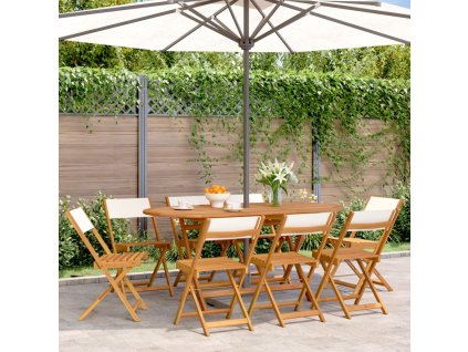 vidaXL Skládací zahradní židle 8 ks krémově bílé textil a masiv