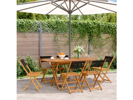 vidaXL Skládací zahradní židle 6 ks černé masivní akáciové dřevo