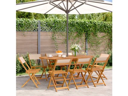 vidaXL Skládací zahradní židle 8 ks béžové textil a masivní dřevo