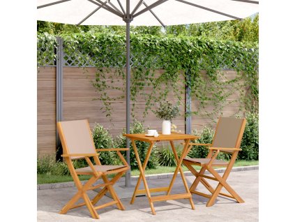 vidaXL 3dílný bistro set taupe textil a masivní dřevo