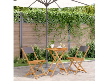 vidaXL 3dílný bistro set antracitový textil a masivní dřevo