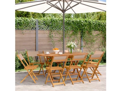 vidaXL Skládací zahradní židle 8 ks taupe textil a masivní dřevo