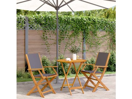 vidaXL 3dílný bistro set antracitový textil a masivní dřevo