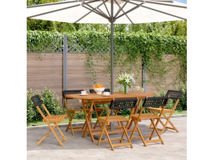 vidaXL Skládací zahradní židle 6 ks černé polyratan a masivní dřevo