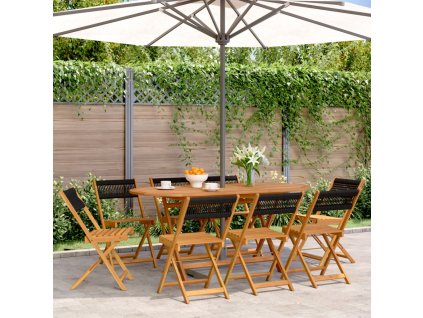 vidaXL Skládací zahradní židle 8 ks černé masivní akáciové dřevo