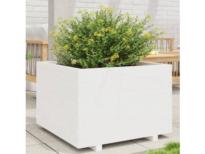 vidaXL Zahradní truhlík bílý 70 x 70 x 49,5 cm masivní borové dřevo