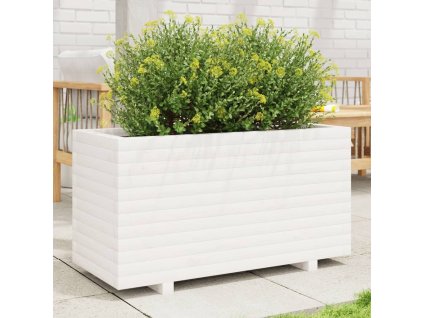 vidaXL Zahradní truhlík bílý 90 x 40 x 49,5 cm masivní borovice