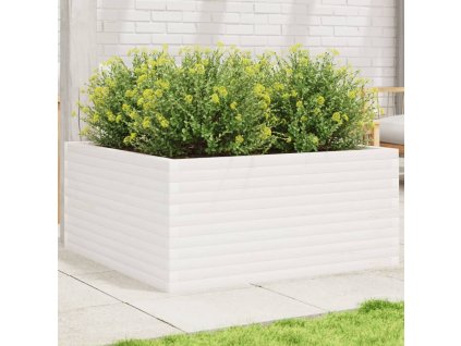 vidaXL Zahradní truhlík bílý 100 x 100 x 46 cm masivní borové dřevo