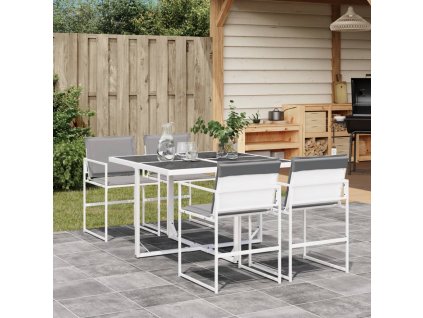 vidaXL 5dílný zahradní jídelní set s poduškami bílý textilen