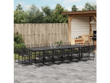 vidaXL 17dílný zahradní jídelní set černý polyratan