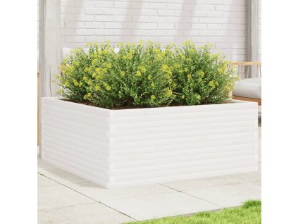 vidaXL Zahradní truhlík bílý 110 x 110 x 46 cm masivní borové dřevo