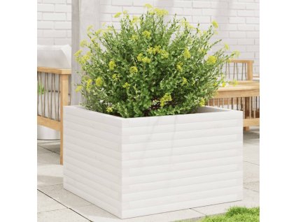 vidaXL Zahradní truhlík bílý 70 x 70 x 46 cm masivní borovice