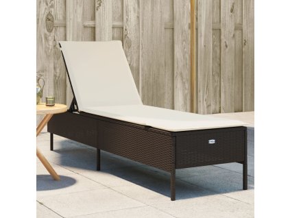 vidaXL Zahradní lehátko s poduškou hnědé polyratan