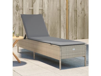 vidaXL Zahradní lehátko s poduškou béžové polyratan