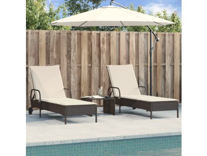 vidaXL Zahradní lehátka s poduškami 2 ks černá polyratan