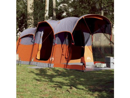 vidaXL Rodinný stan tunel pro 8 osob šedý a oranžový nepromokavý