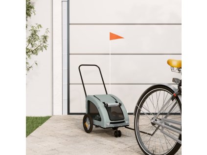 vidaXL Vozík za kolo pro psa šedý oxfordská tkanina a železo