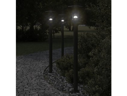 vidaXL Venkovní stojací lampy 3 ks černé 100 cm nerezová ocel