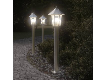 vidaXL Venkovní stojací lampy 3 ks stříbrné 80 cm nerezová ocel