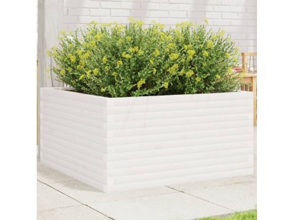 vidaXL Zahradní truhlík bílý 90 x 90 x 46 cm masivní borovice
