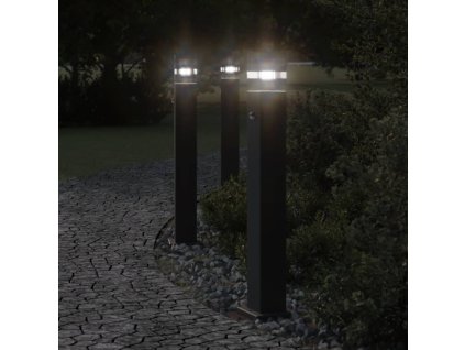 vidaXL Venkovní stojací lampy s čidlem 3 ks černé 80 cm hliník