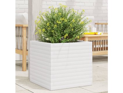 vidaXL Zahradní truhlík bílý 50 x 50 x 46 cm masivní borovice