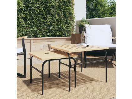 vidaXL Zahradní hnízdové konferenční stolky 2 ks hnědé a černé ocel