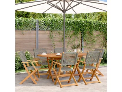 vidaXL Skládací zahradní židle 6 ks šedé polyratan a masivní dřevo