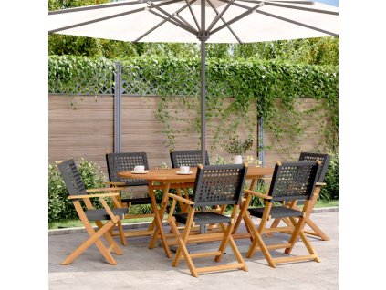 vidaXL Skládací zahradní židle 6 ks černé polyratan a masivní dřevo