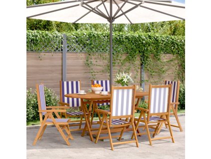 vidaXL Polohovací zahradní židle 6 ks modré a bílé textil a masiv