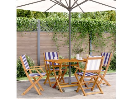 vidaXL Skládací zahradní židle 4 ks modré a bílé textil a masiv