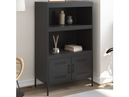 vidaXL Skříň highboard černá 68 x 39 x 113 cm ocel