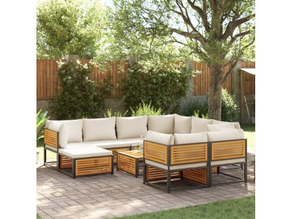 vidaXL 10dílná zahradní sedací souprava s poduškami masivní akácie