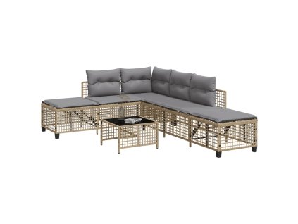 vidaXL 3dílná rohová sedací souprava s poduškami mix béžové polyratan