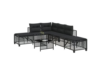 vidaXL 3dílná rohová zahradní sedací souprava podušky černá polyratan