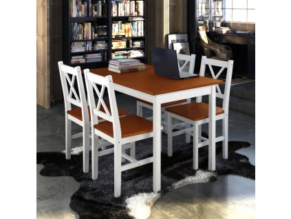 vidaXL 5dílný jídelní set hnědý a bílý